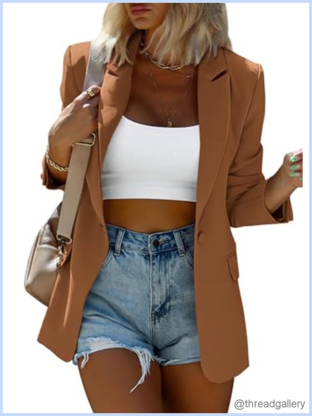 Womens Twill Lined Open Front Blazer Button Lapel Office